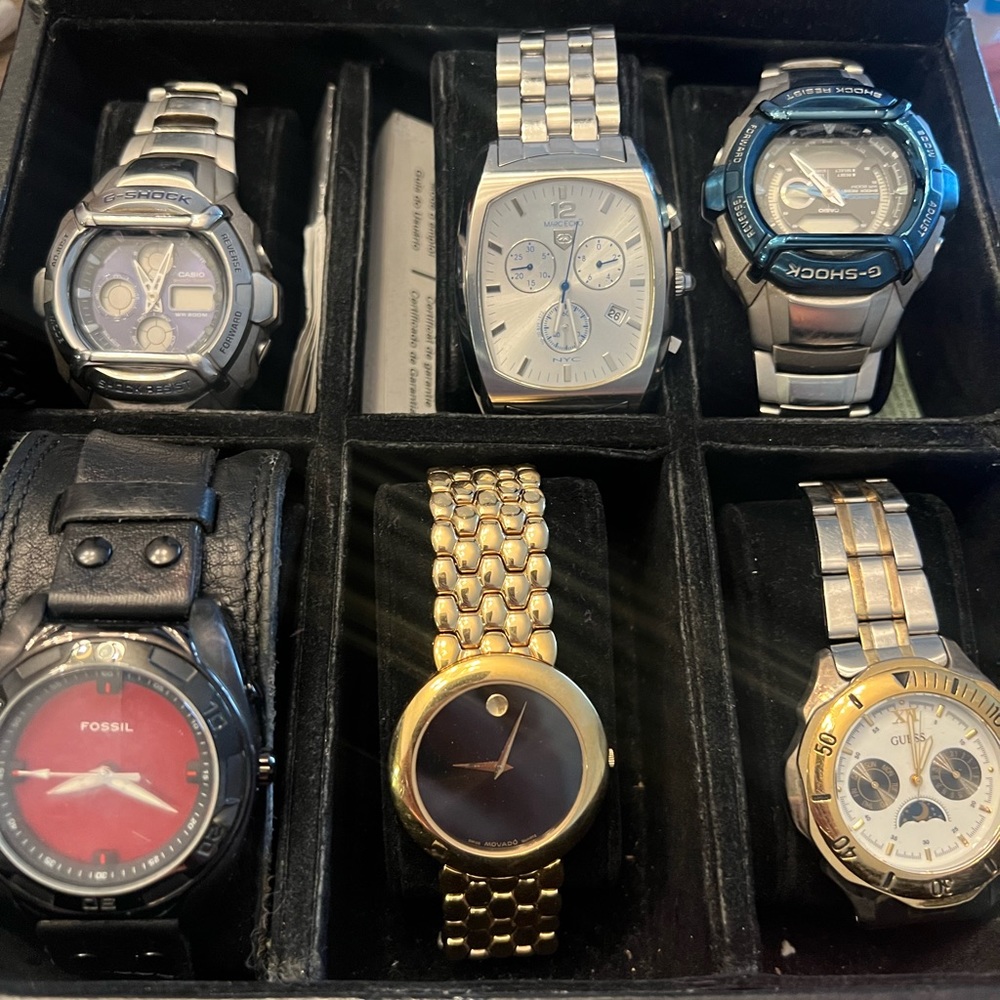 Selling all of these brand men watches including case.